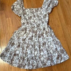 Floral Dress in Brown and White